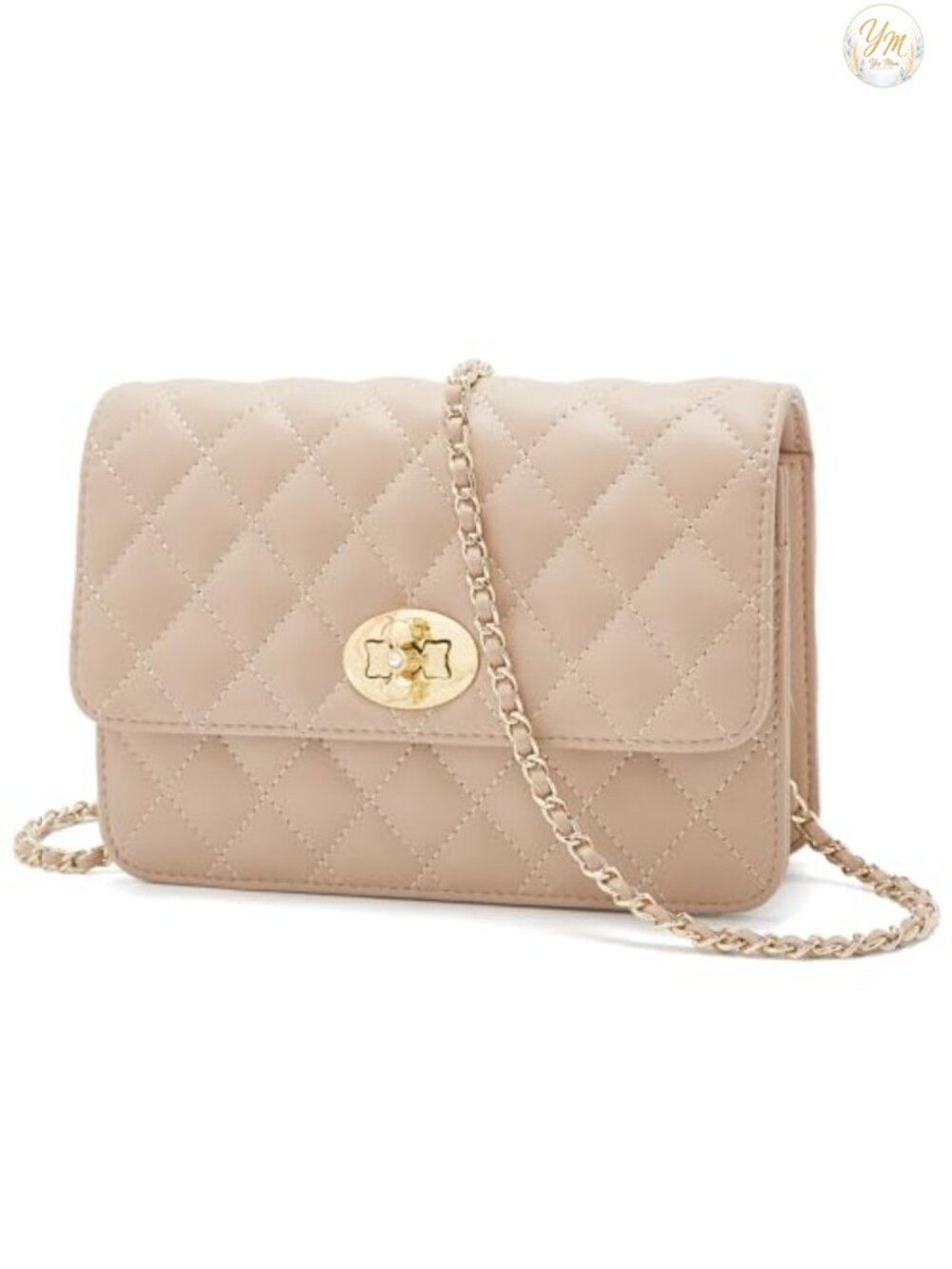 Genuine Leather Quilted Crossbody Bag Women Small Shoulder Flap Purse Chain